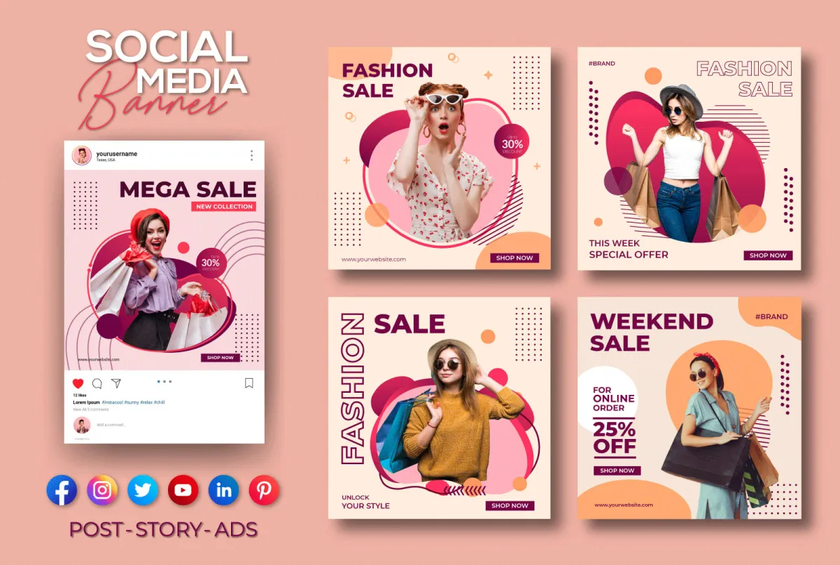 do 20 social media post design , social media templates
